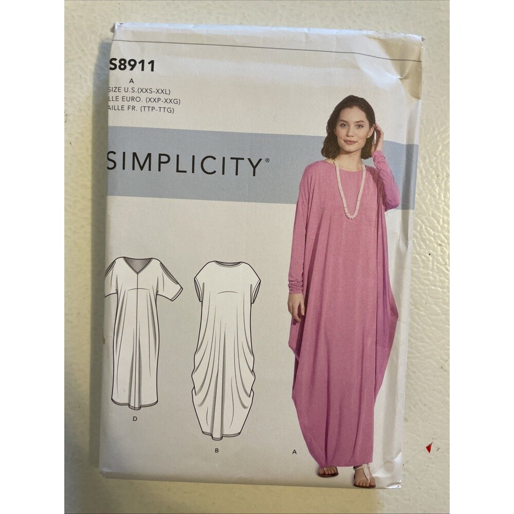 Simplicity S8911 Misses Knit Caftans Sewing Pattern XXS-XXL Lounge Dress UNCUT